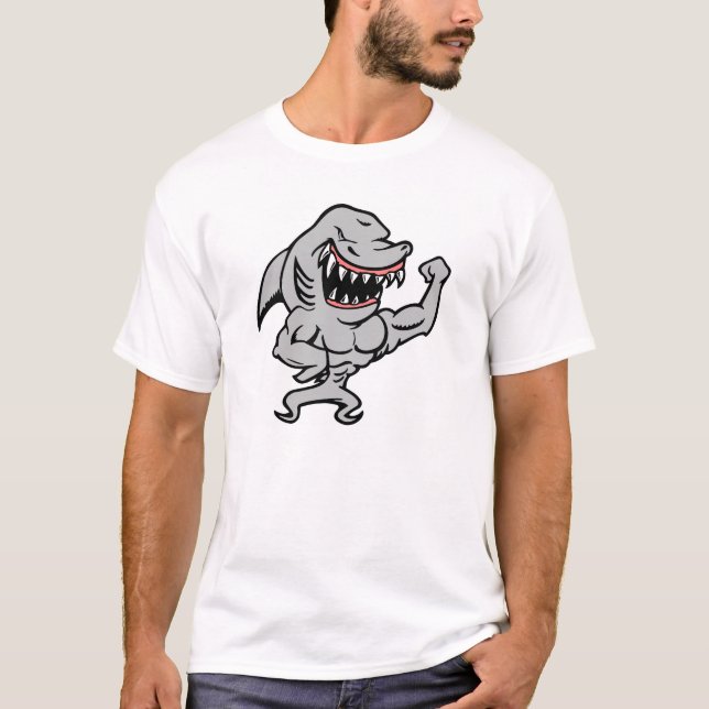 White Muscle Shark T-Shirt (Front)