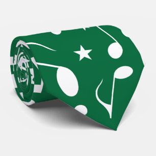 White Music Notes on Dark Green Tie