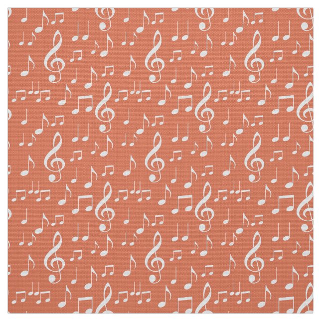white music notes pattern fabric (Swatch)
