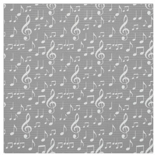white music notes pattern fabric