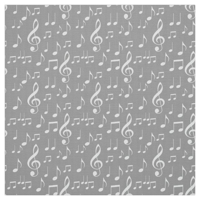 white music notes pattern fabric (Swatch)