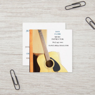 White Music Teacher/Musician /Educator Guitar  Square Business Card