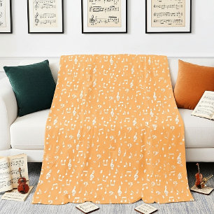 white Musical  Fleece Blanket