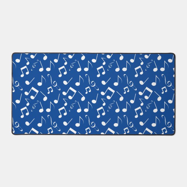 White Musical Notes Design Desk Mat (Front)