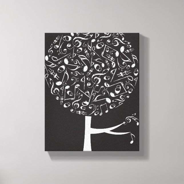 White Musical Notes Pop Tree Nursery Wall Art (Front)