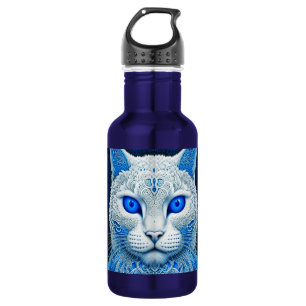 White Mystical Cat Ethereal AI Art 532 Ml Water Bottle