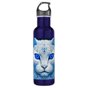 White Mystical Cat Ethereal AI Art 710 Ml Water Bottle