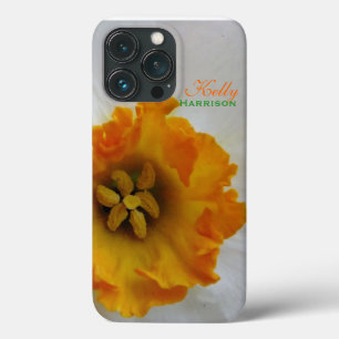 White N Orange Daffodil Personalised iPhone 13 Pro Case