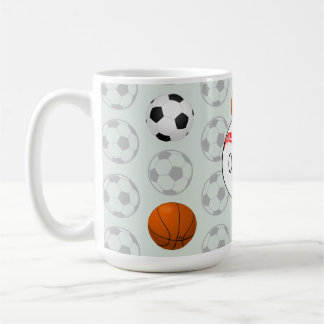 White Name Boys Sports Baseball Pattern Kids Coffee Mug