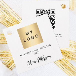 White name business logo QR code hang tag