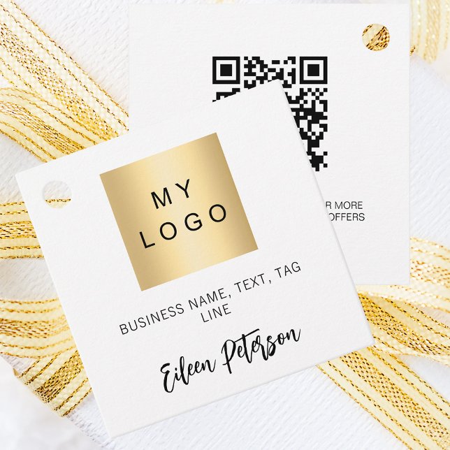 White name business logo QR code hang tag (Creator Uploaded)