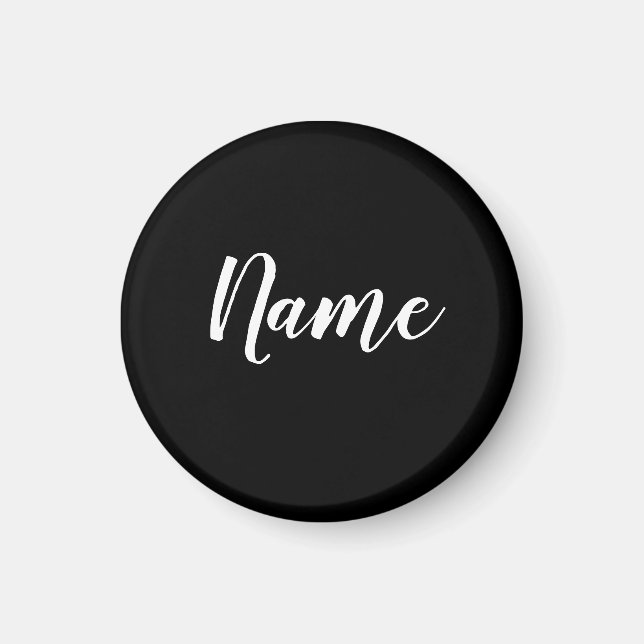 White Name on Black Background Magnet (Front)