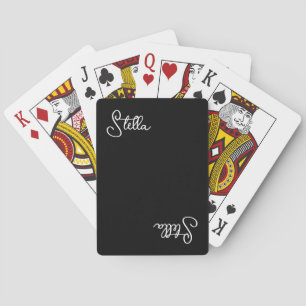 White Name printed on Black minimal Playing Cards