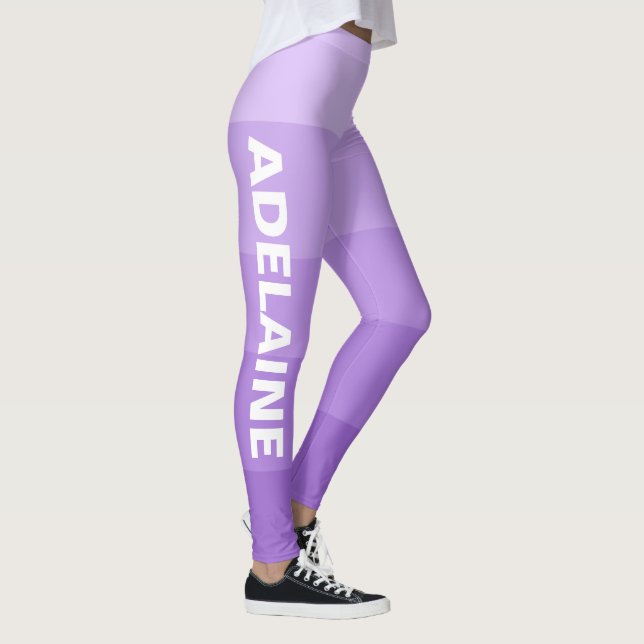 White Name | Stylish 5 Amethyst Shades Blocks Leggings (Right)