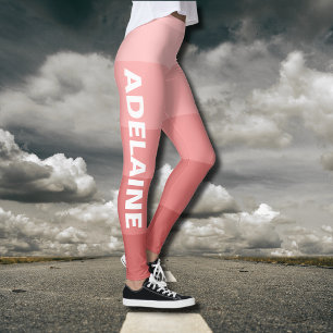 White Name Stylish 5 Rusty Orange Shades Blocks Leggings