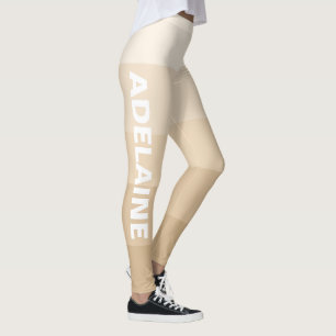 White Name   Stylish 5 Tan Shades Blocks Leggings