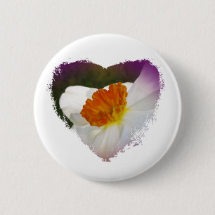 White Narcissus Floral Coordinated Items 6 Cm Round Badge