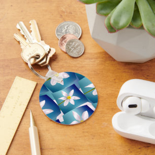 White Narcissus Pattern Key Ring