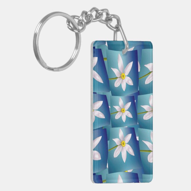 White Narcissus Pattern Key Ring (Front Left)