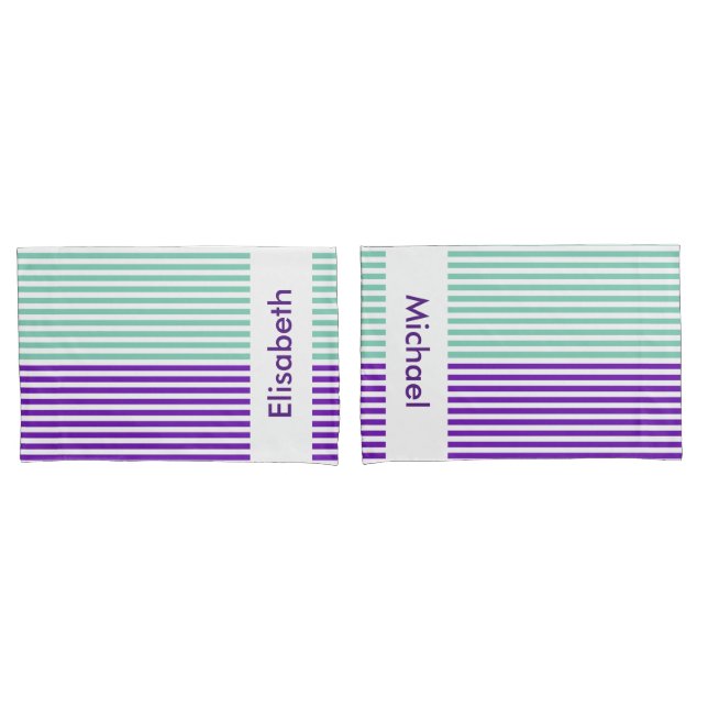 White Narrow Stripes + your backgr. & ideas Pillowcase (Front-Set)