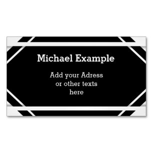 white Narrow Stripes + your backgr. & text Magnetic Business Card