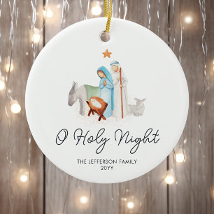 White Nativity Religious Christmas  Ceramic Tree Decoration