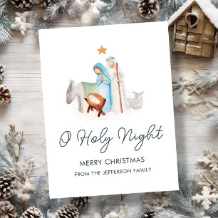 White Nativity Religious Christmas Holiday Postcard