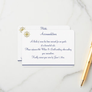 White Nautical Wedding Accommodations Cards