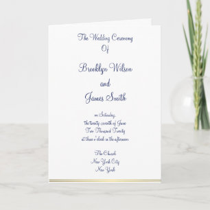 White Nautical Wedding Ceremony Programs Programme