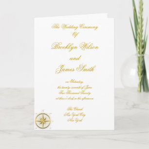 White Nautical Wedding Ceremony Programs Programme