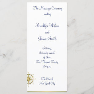 White Nautical Wedding Ceremony Programs Rack Card
