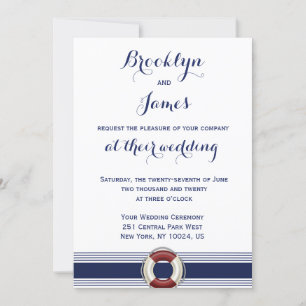 White Nautical Wedding Invitations With Lifesaver