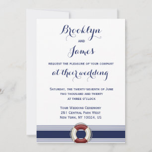 White Nautical Wedding Invitations With Lifesaver