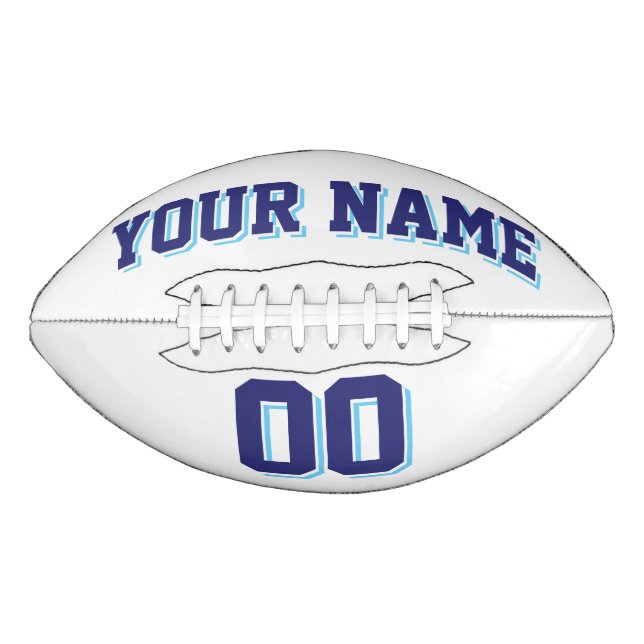 WHITE NAVY AND LIGHT BLUE Custom Football (Front)