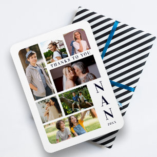 White & Navy Blue Classic 7 Multi Photos Collage Magnet