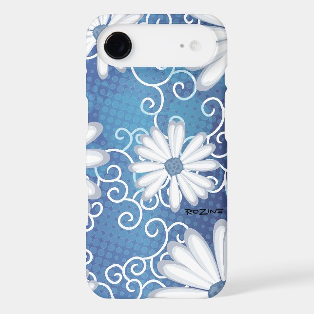 White Navy Blue Floral Tribal Daisy Tattoo Pattern Case-Mate iPhone Case (Back)