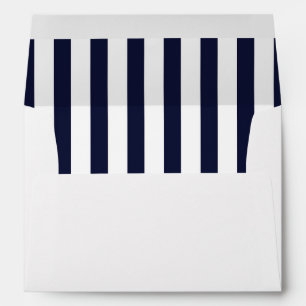 White & Navy Blue Striped Invitation Envelope