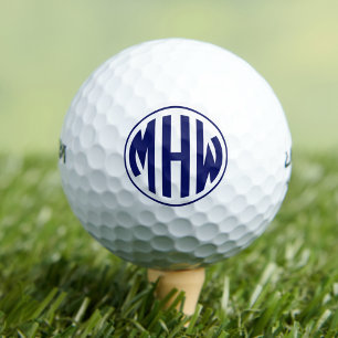 White Navy Circle Monogram Font DIY BG Golf Balls
