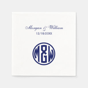 White Navy Circle Monogram Font DIY BG Napkin