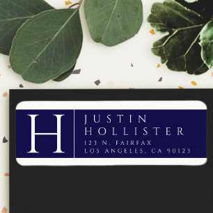 White & Navy Classy Return Address