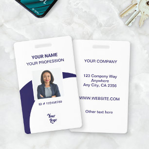White Navy Corporate Employee Photo ID Security Badge