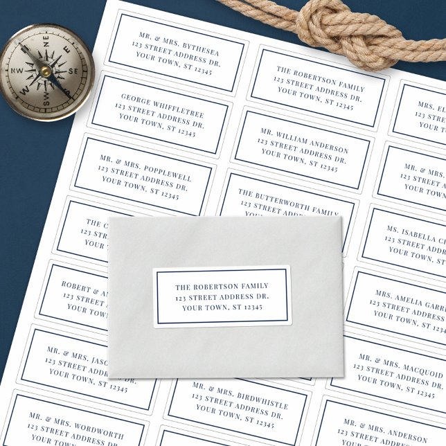 White Navy Nautical Wedding Guest Address Labels (Creator Uploaded)
