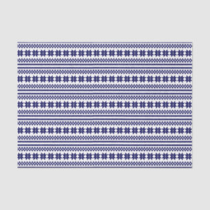 White Navy Norwegian Christmas Sweater Pattern Tissue Paper