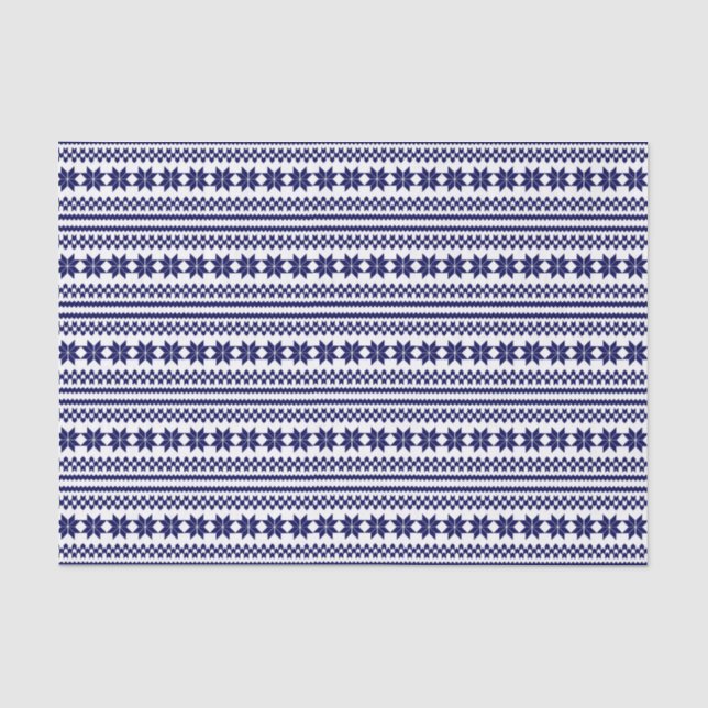 White Navy Norwegian Christmas Sweater Pattern Tissue Paper (Front)