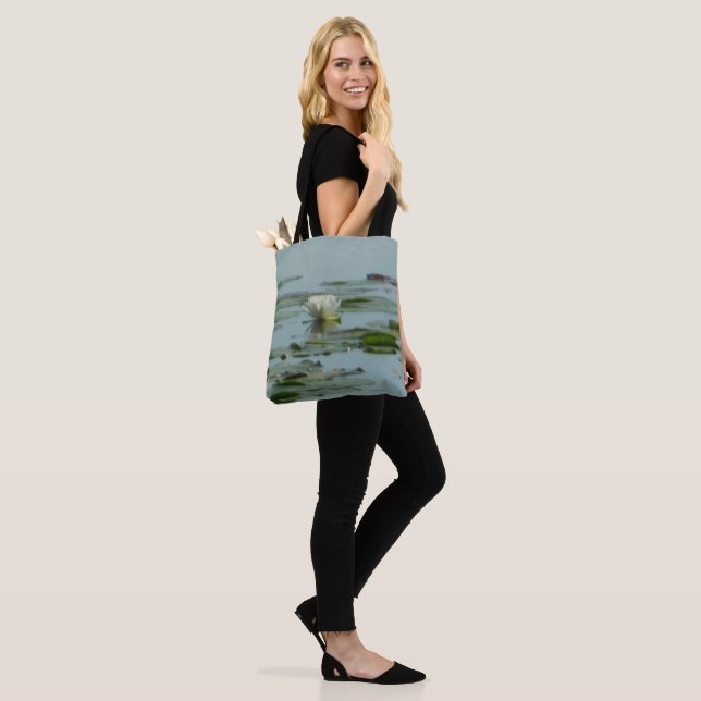 White Nenuphar Dragonfly Tote Bag (On Model)