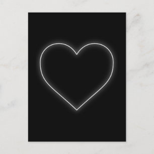 White Neon Heart - Love Valentines Holiday Postcard
