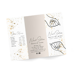 White & Neutral Gold Specks Nail Salon Brochure
