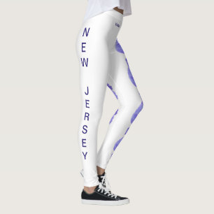 White New Jersey Violet State Flower Leggings