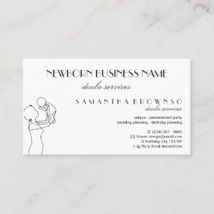 White Newborn Baby Doula Birth Help Professional Business Card