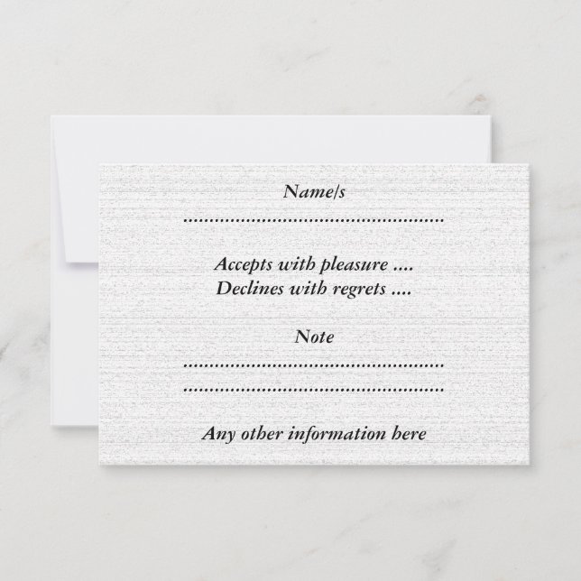 White Noise. Black and White Snowy Grain. RSVP Card (Front)